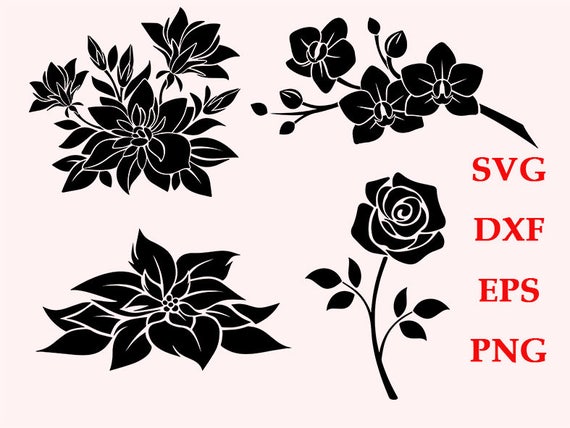 Download Flowers svg flowers dxf flowers clipart flowers silhouette | Etsy