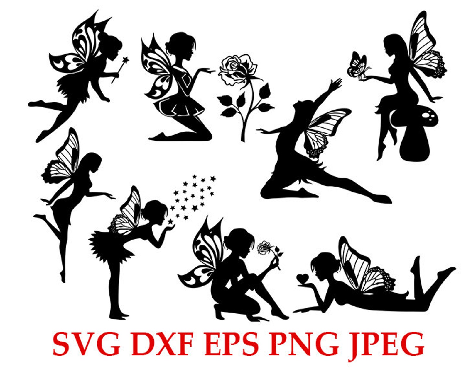 Feen Svg Fee Clipart Schablone Svg Fee Svg Prinzessin Svg | Etsy