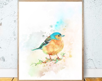 ACUarela IMPRIMIBLE Bird Art - Bird Print Bird Painting Bird Wall Art Print Poster Bird Wall Decor Little Bird