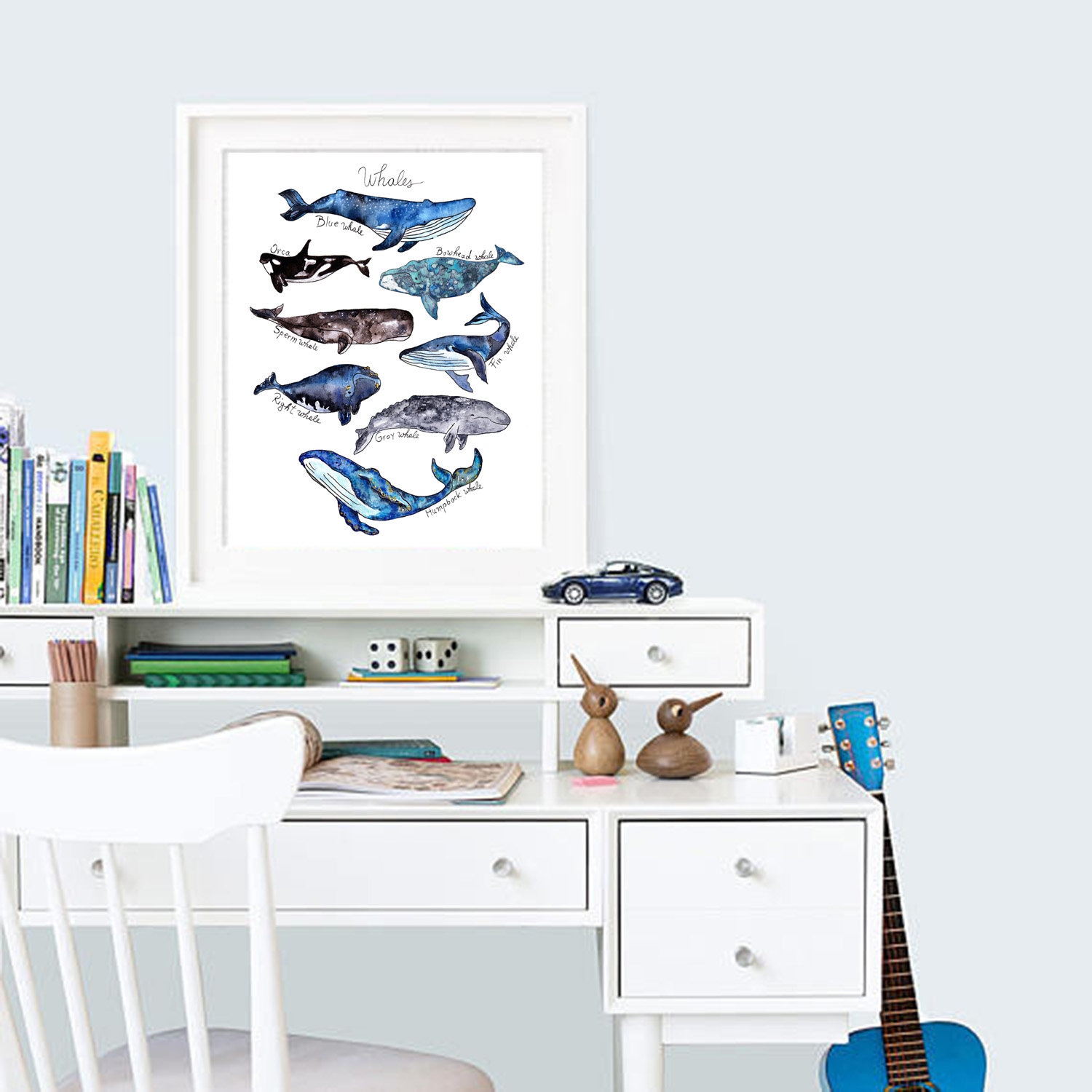 Watercolor Whale Print Whales Nautical Decor Whale Art Kids Room