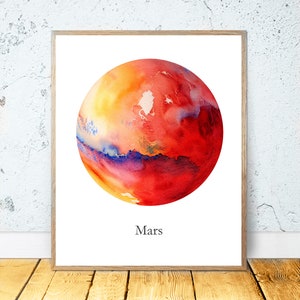 Set of 9 Watercolor Planets, Solar System PRINTABLE ART Poster Print ...