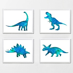 Set of 4 Dinosaur Prints - Dinosaurs PRINTABLE ART Dinosaur Poster Dinosaur Print Nursery Art T-Rex Dinosaur Decor Party Gift Kids Wall Art
