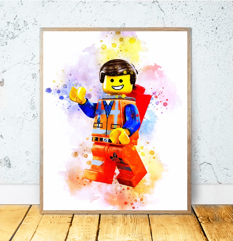 Emmet PRINTABLE ART The LEGO Movie Emmet Watercolor Digital Etsy