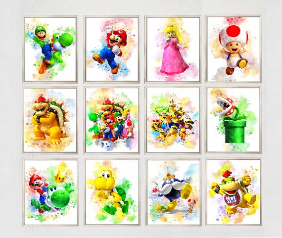 Set 12 MARIO Prints PRINTABLE ART Super Mario Poster Mario | Etsy