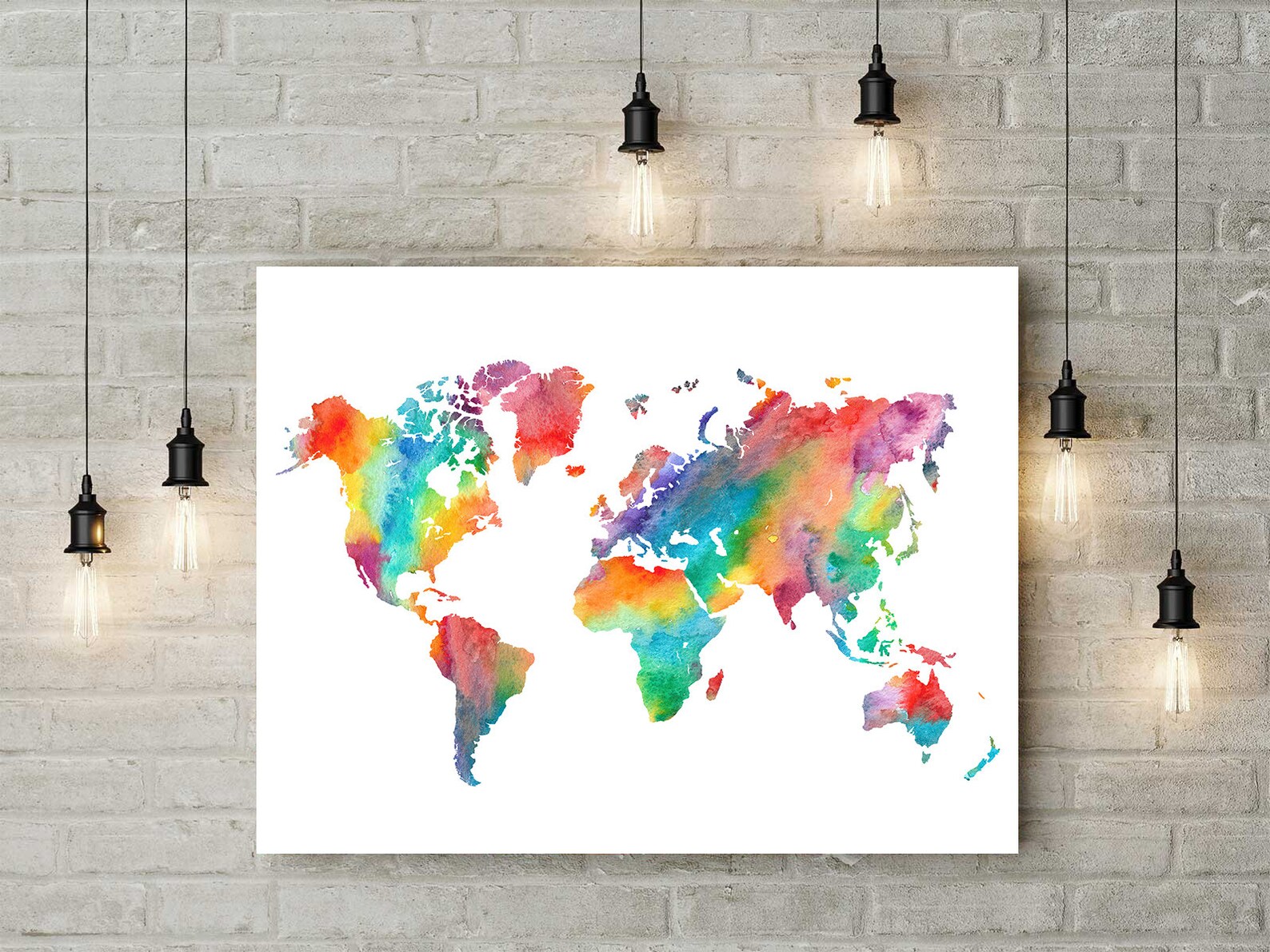 Watercolor World Map 3 - Printable World Map Wall Art World Map Poster ...