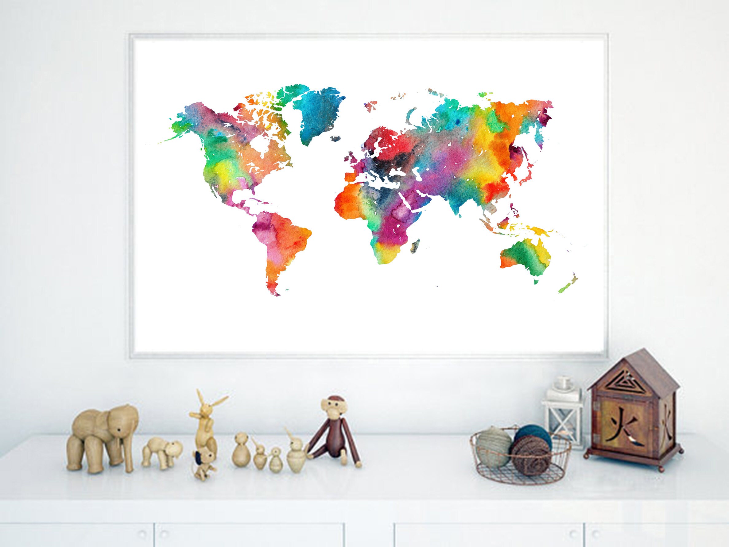 Watercolor World Map Printable World Map Print World Map | Etsy