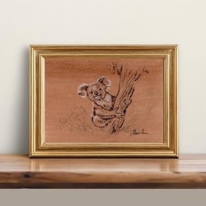 Carino Koala ORIGINALE, NON UNA STAMPA Disegno a inchiostro Dipinto Arte divertente Decorazione Regali Divertente Koala Cottage Decorazione principale Stile vintage Arte originale