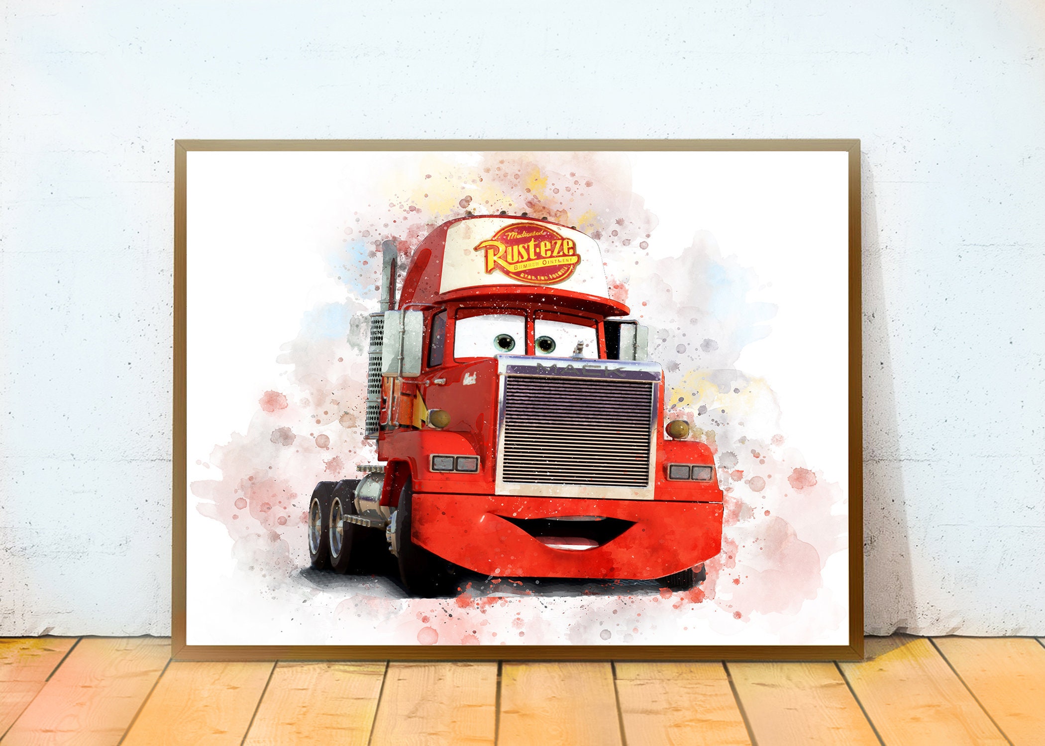 Mack Truck Disney Cars Print Cars Disney Mack Truck Watercolor | Etsy