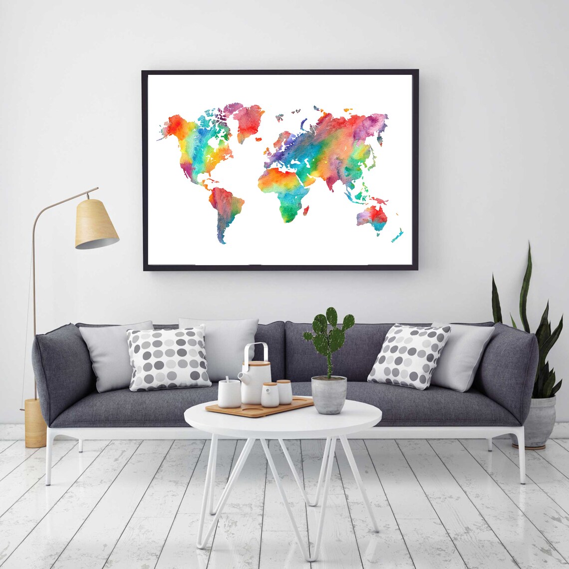 Watercolor World Map 3 - Printable World Map Wall Art World Map Poster ...