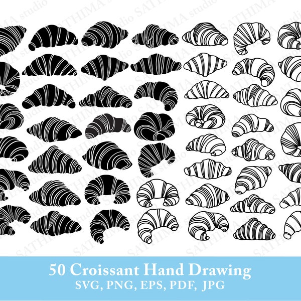 Croissant svg | Croissant clipart | Croissant drawing | Croissant illustration I Croissant outline svg | Croissant line drawing | Croissant