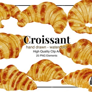 Croissant watercolor | Hand drawn croissant | Croissant clip art | Croissant drawing | Croissant illustration I Croissant png