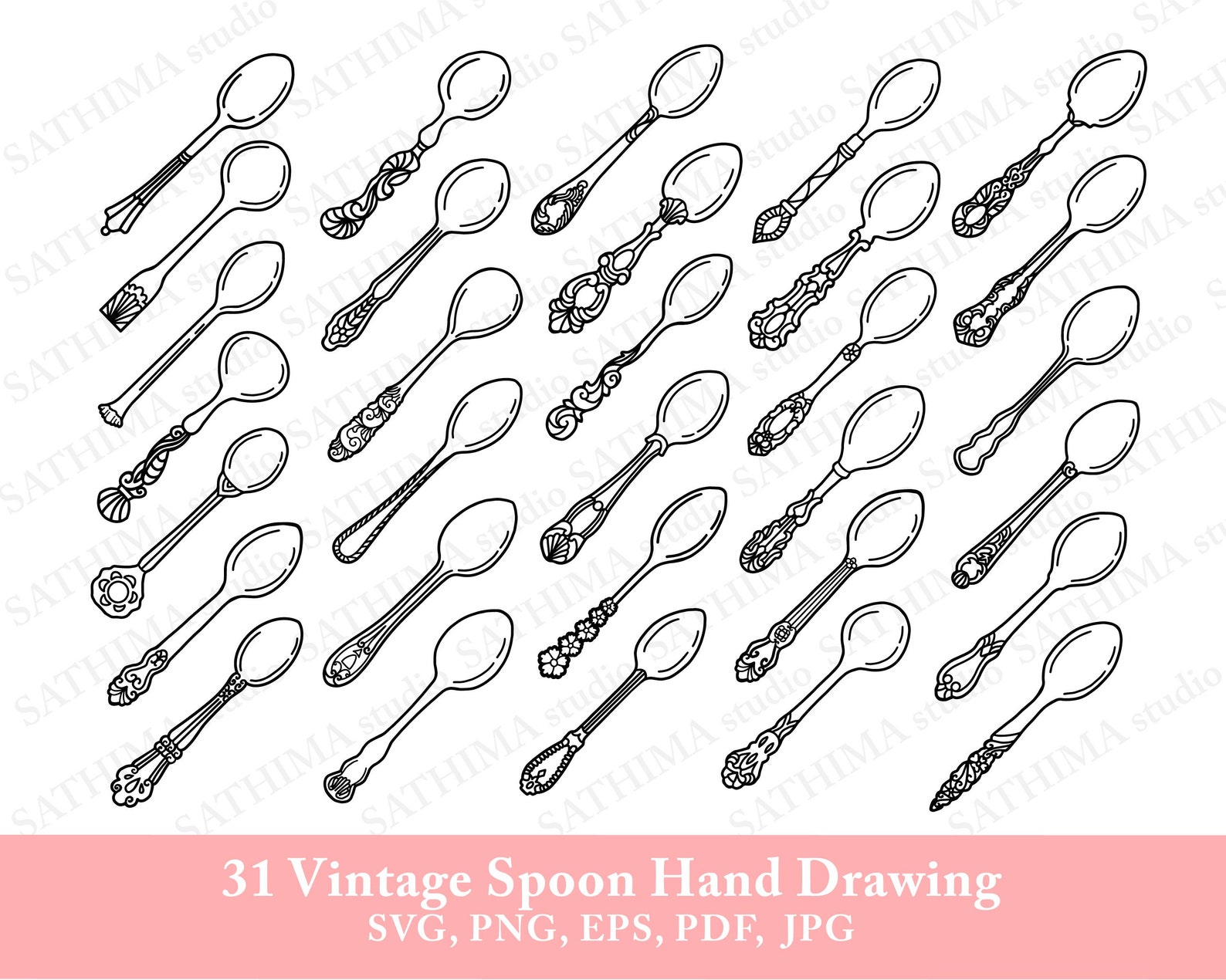 Vintage Spoon Svg Spoon Svg Spoon Png Spoon Digital Art Spoon Clipart Spoon Drawing Spoon