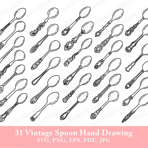 Vintage spoon svg | Spoon svg | Spoon png | Spoon digital art | Spoon clipart | Spoon drawing | Spoon illustration|Spoon vector|Spoon doodle