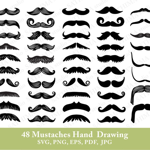 Bigote svg / Bigotes svg / Bigote clipart / Silueta de bigote / Archivo de corte de bigote / Bigote hipster / Vector de bigote