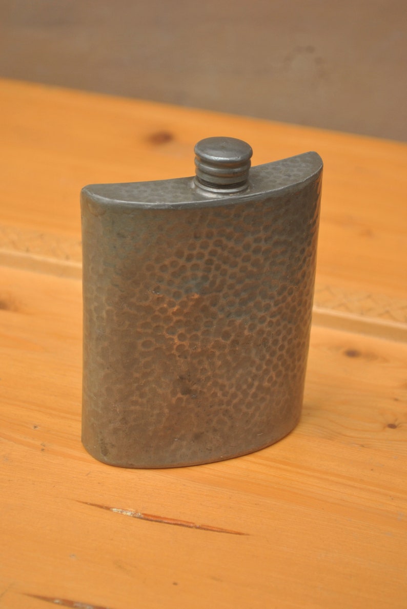 Vintage English Pewter Hip Flask. Distinctive Upright 4oz Etsy