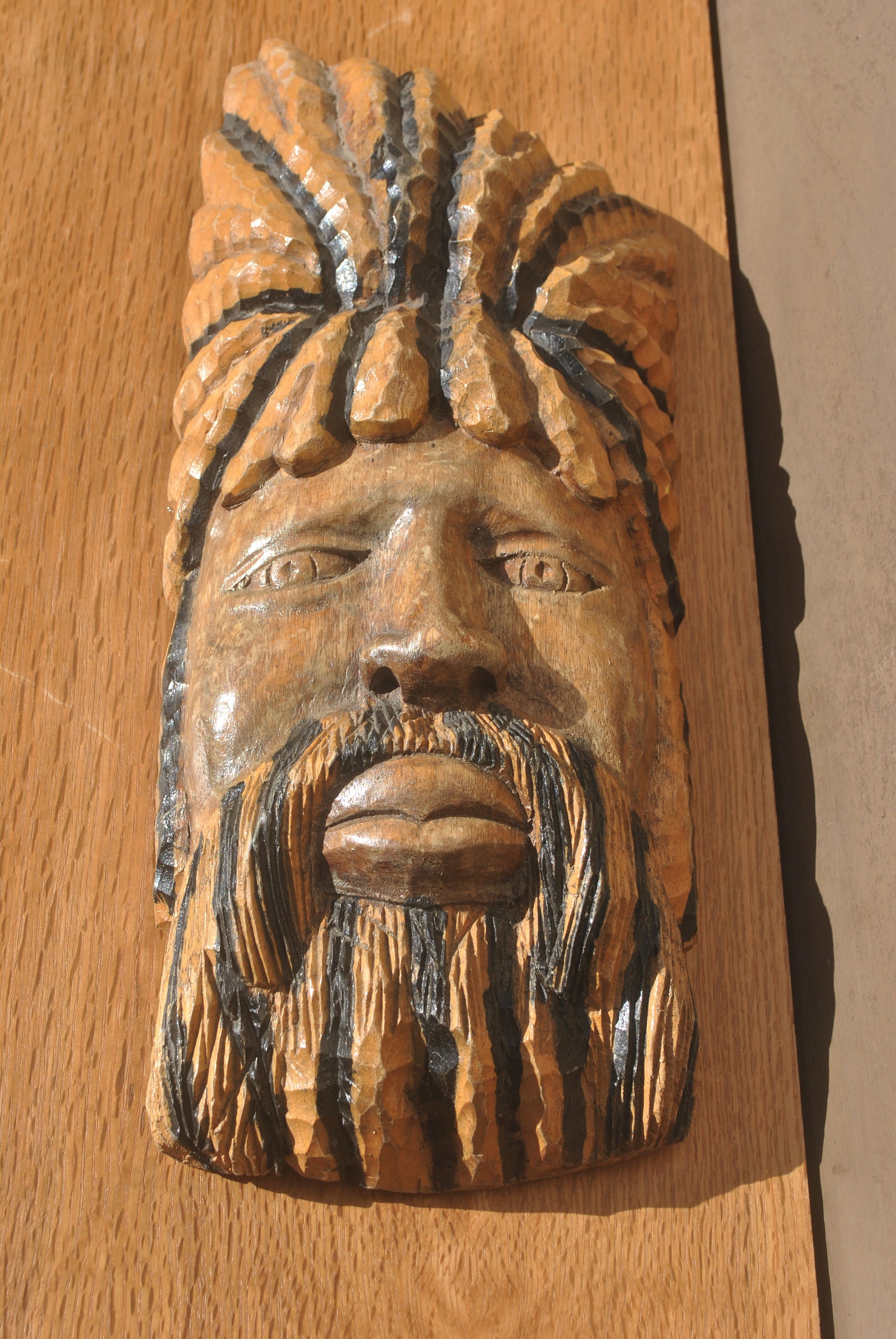 Vintage Jamaican Wall Mask. Hand Carved Caribbean Wooden Wall Etsy