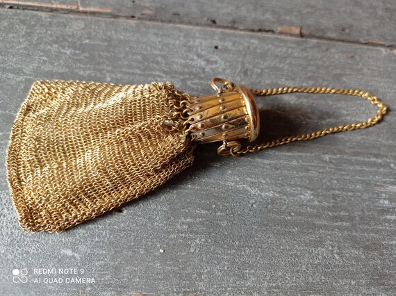 Accordian chainmail antique art deco coin purse go