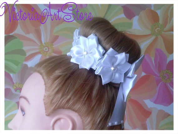 White Flower Bun Wrap Ballet Hair Accessories Ballet Dance Etsy