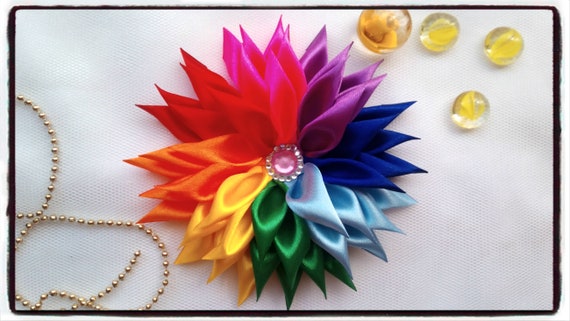 Rainbow Hair Clips Rainbow Hair Bow Flower Girl Accessory Etsy
