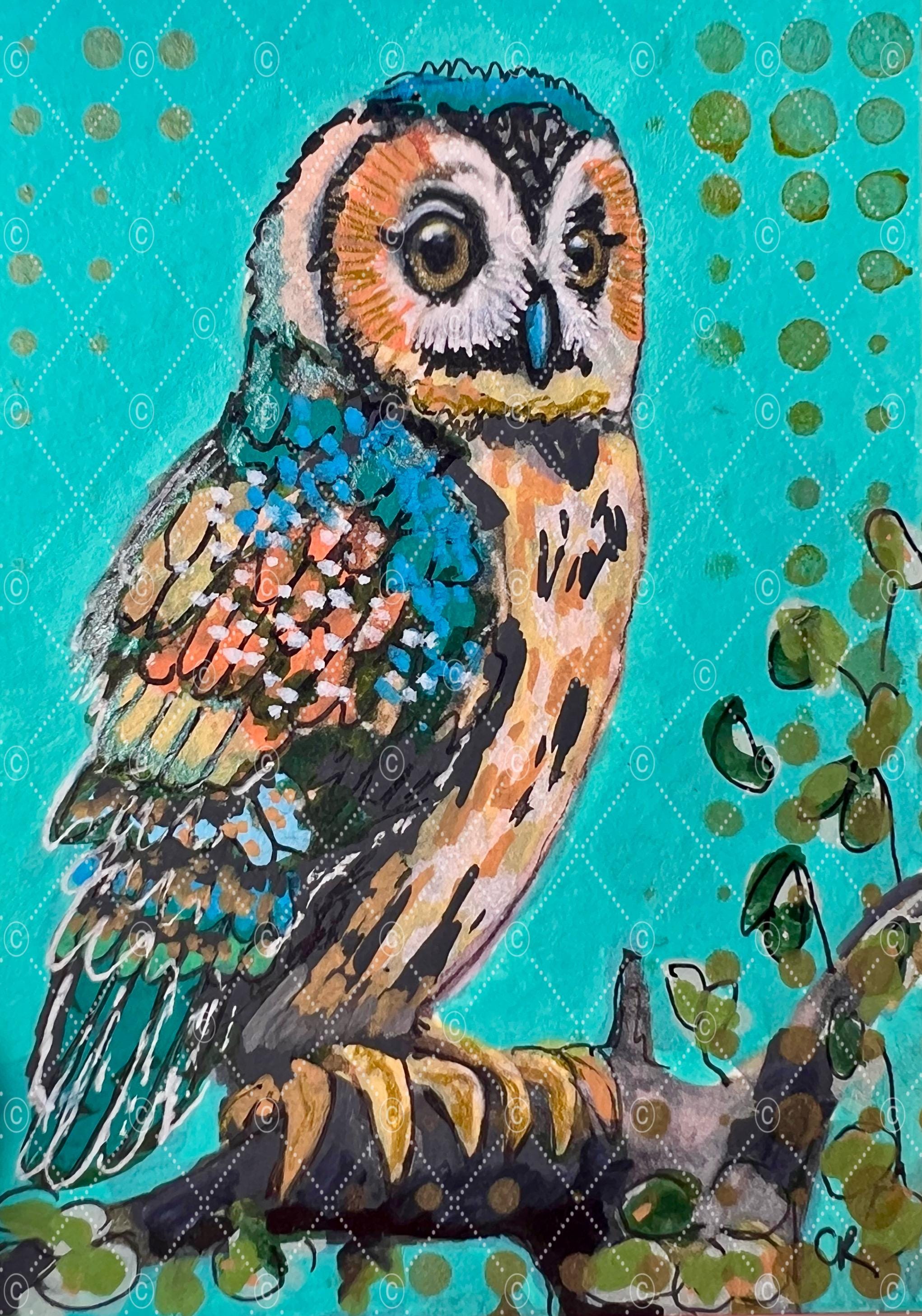 Gold Owl - Original Art - digital print