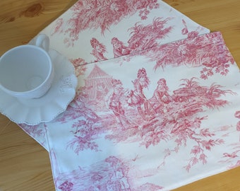 Set de table toile de Jouy ,lot de 2 ,cadeau fête des mères ou des grand -mères ,art de la table ,linge de maison .