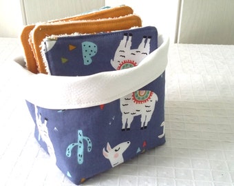 Cadeau de naissance personnalisable , lingettes lavables et panier de rangement bébé, organisateur de table à langer