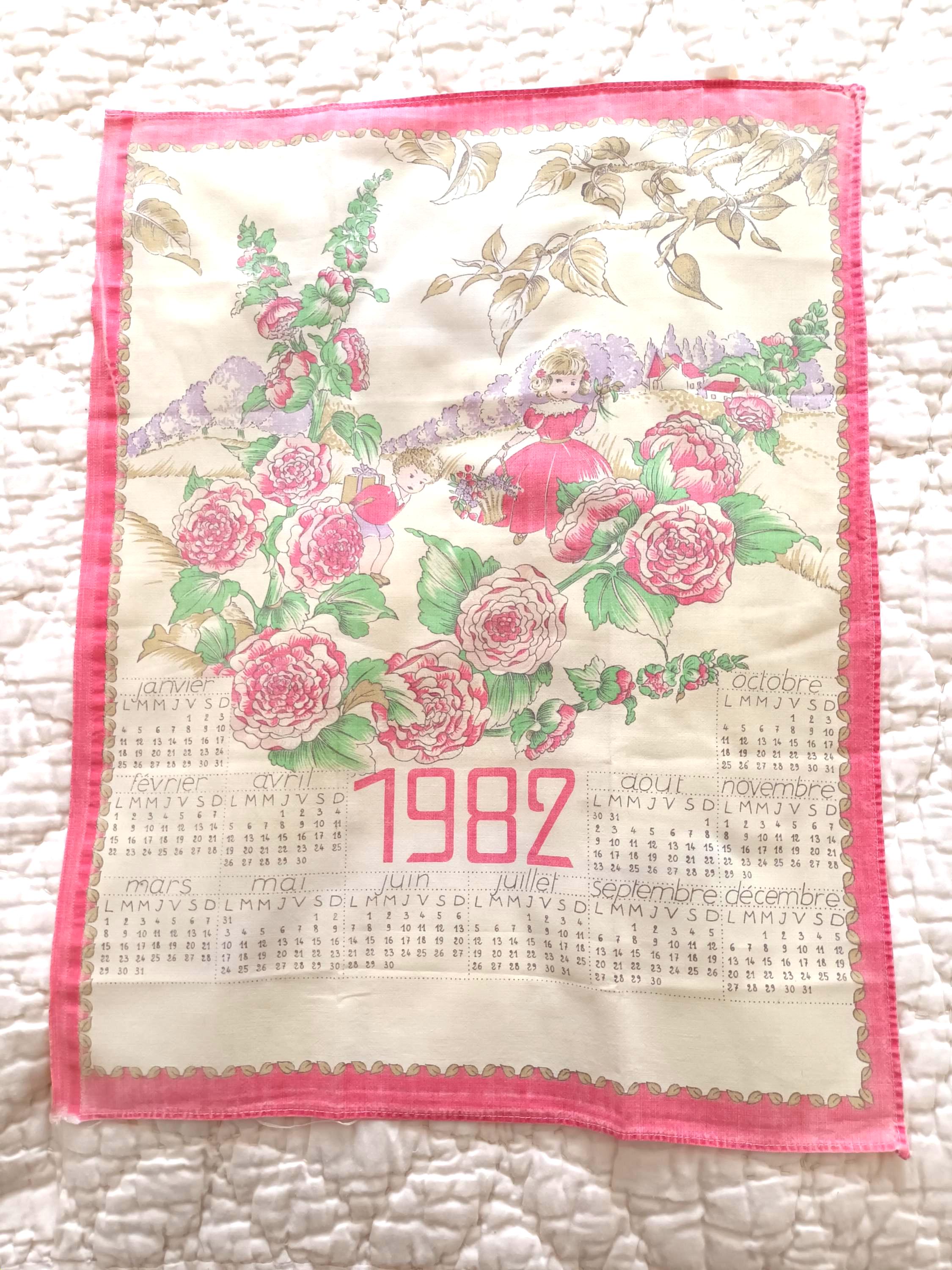 CHATS chatons SERVIETTE tissu torchon CALENDRIER 1993 calendar CAT