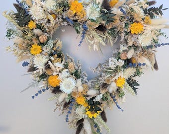 Türkranz Wandkranz  Herz Handarbeit Herz Handarbeit Trockenblumen