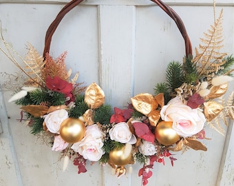 Adventskranz künstlich Türkranz Türkränze Wandkranz Weihnachten Advents Kranz Rosen  Loop
