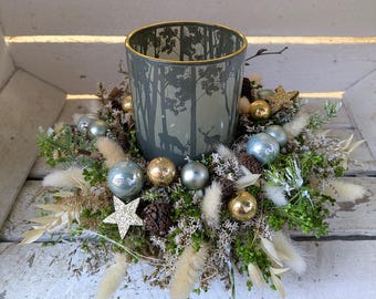 Tischgesteck Windlicht Kerzen Kranz Teller Weihnachten Adventsgesteck Dauerhaft 3 tlg.