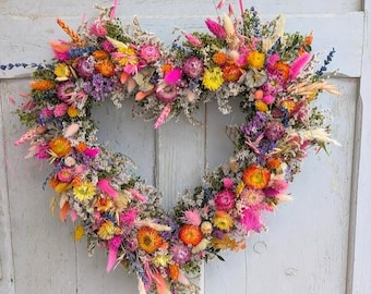 Türkranz Wandkranz  Herz Handarbeit Herz Handarbeit Trockenblumen