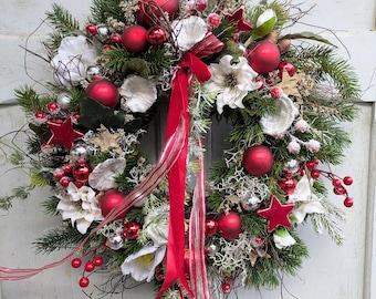 Adventskranz hängend Weihnachten künstlich Türkranz Tischkranz
