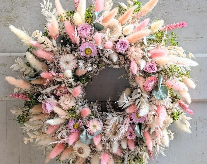 Featured listing image: Türkranz Tischkranz Wandkranz Natur handarbeit Trockenkranz Eukalyptus Kommunion Konfirmation