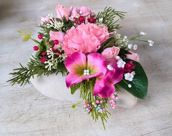 Grabgesteck  Herz haltbar Friedhofgesteck künstlich Beerdigung nicht gießen