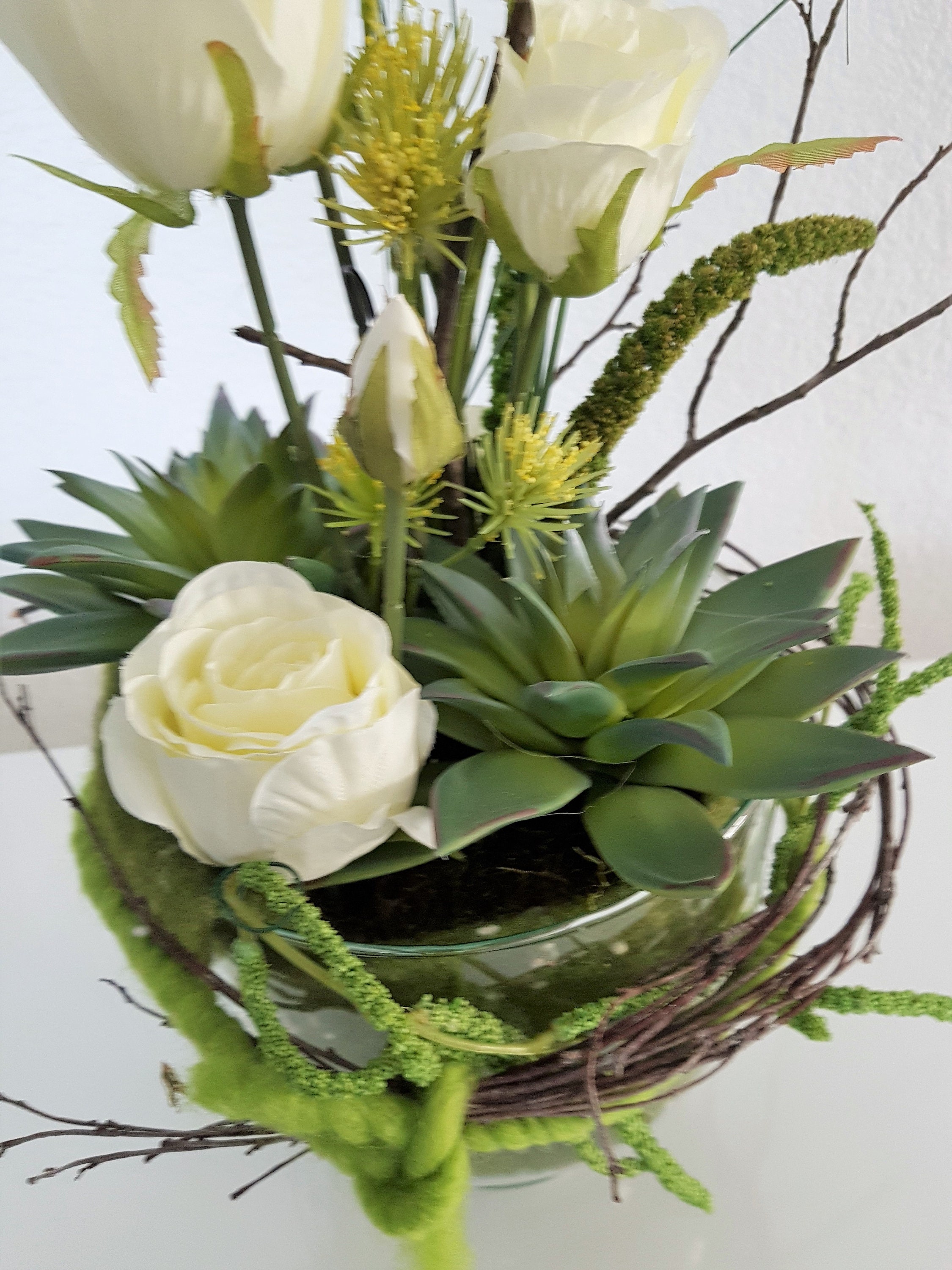 Tischgesteck Theke Gesteck Glas Blumenarrangements Sukkulente