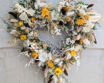 Türkranz Wandkranz  Herz Handarbeit Herz Handarbeit Trockenblumen
