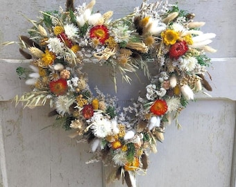 Türkranz Wandkranz  Herz Handarbeit Herz Handarbeit Trockenblumen