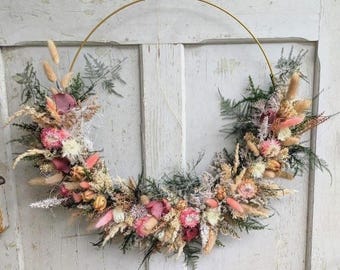 Türkranz Wandkranz  Loop Trockenkranz Geweih Silberdisteln Alpenland Jagd Herbst