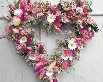 Türkranz Wandkranz  Herz Handarbeit Herz Handarbeit Trockenblumen