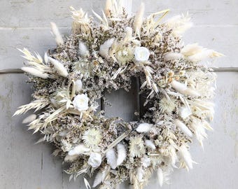 Türkranz Türkränze Wandkranz Natur handarbeit Trockenkranz  Eukalyptus Kommunion Konfirmation Wandkranz Trockenblumen haltbar Rosen