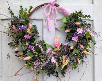 Handgebundener Frühling Hoop Türkranz Wandkranz  Hoop frisch  Frühling Valentinstag
