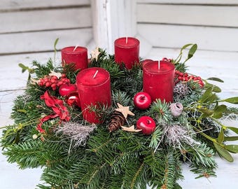 Adventskranz  Kerzen Rustica  Advent Weihnachten rot
