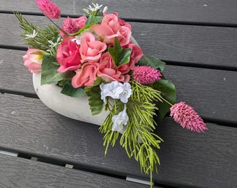 Grabgesteck  Herz haltbar Friedhofgesteck künstlich Beerdigung nicht gießen