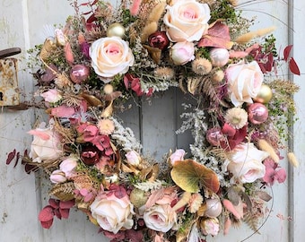 Adventskranz künstlich Türkranz Türkränze Wandkranz Weihnachten Advents Kranz Rosen