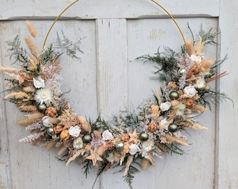 Türkranz Wandkranz  Loop Trockenkranz Geweih Silberdisteln Alpenland Jagd Herbst