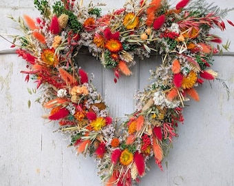 Türkranz Wandkranz  Herz Handarbeit Herz Handarbeit Trockenblumen