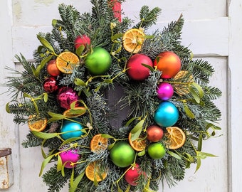 Advent Türkranz  Türkränze Wandkranz Natur Tanne Kugeln xxll