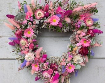 Türkranz Wandkranz  Herz Handarbeit Herz Handarbeit Trockenblumen