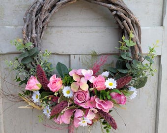 Türkranz künstliche Rosen Hortensien Türkranz Weidekranz Flower Hoop Blumen
