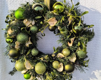 Advent Türkranz 48 cm Türkränze Wandkranz Natur Tanne Kugeln xxll